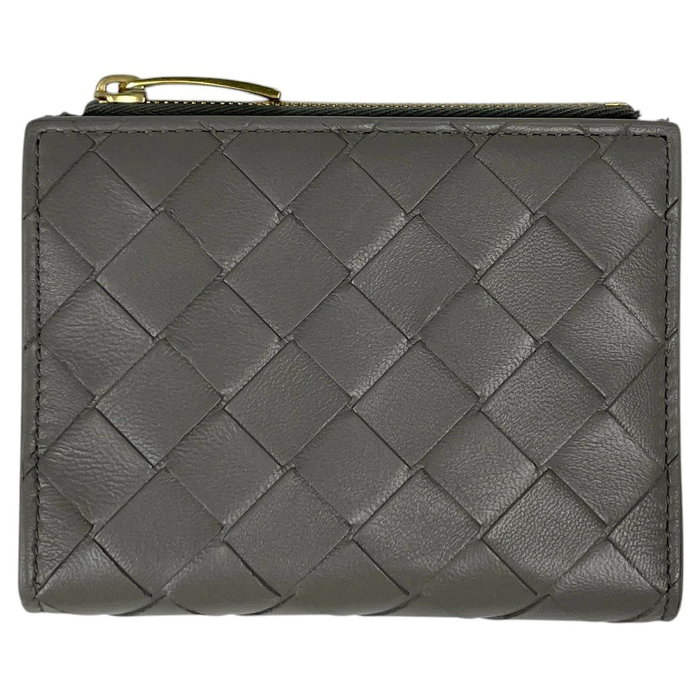 Bottega Veneta Intrecciato Bi fold Wallet Leather Gray